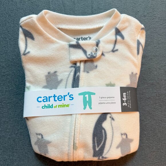 NWT Carter's Child Of Mine 1 Piece Footie Pajama/Penguins/Boy Or Girl 3-6 months - Picture 1 of 2